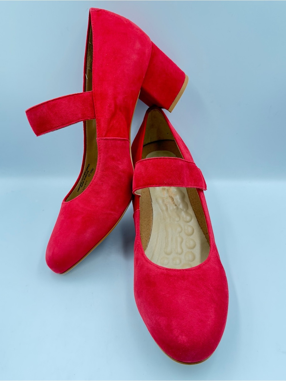 Walking Cradles Jackie 2 Red Suede Leather Mary Jane Pump Women 12WW Hook & Loop